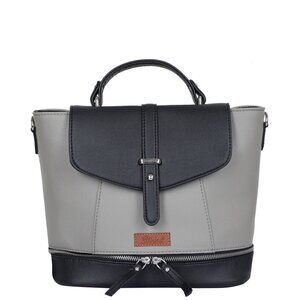 Ladies' Grey Colour Vegan/PU Leather Backpack – Stylish Daypack with Top Handle